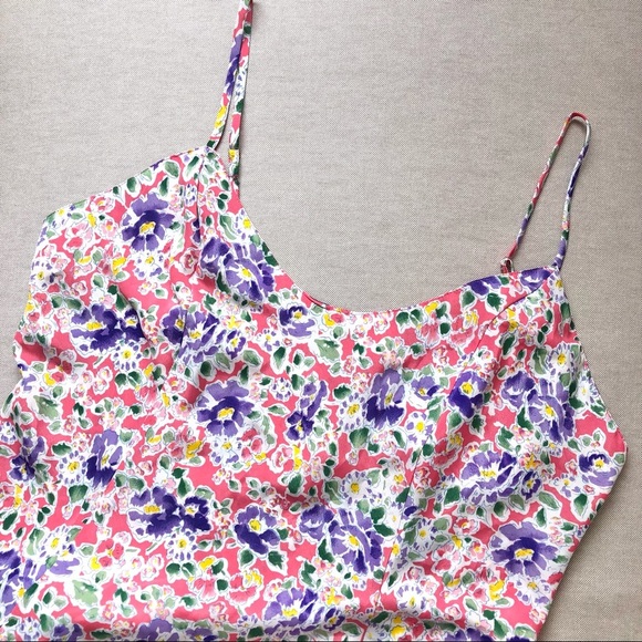 Vintage Victoria’s Secret Floral Flare Lace Hem Mini Slip Dress - Picture 3 of 5